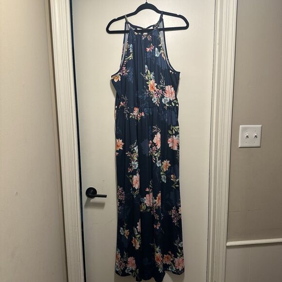 KILIG Women’s Navy Colorful Floral Maxi Dress Long Dress Size XXL - Picture 1 of 14